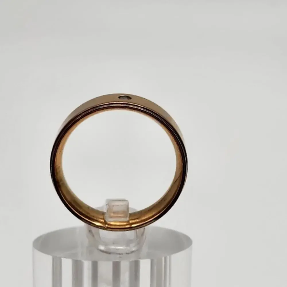 316L Stainless Steel Two-Tone Band Ring with Small Diamond Accent (7.25)